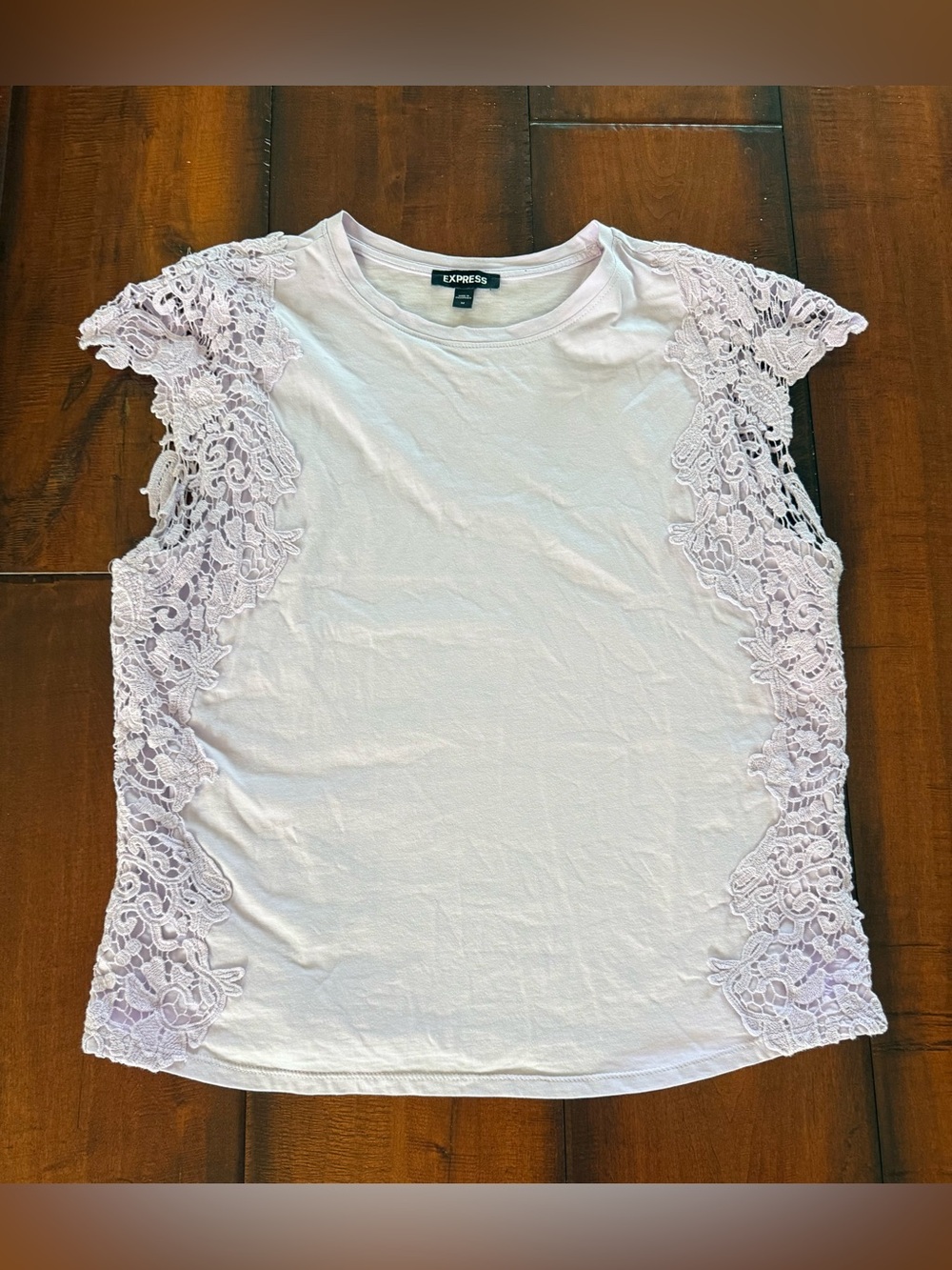 Express Lace-Side Short Sleeve Tee - Lavender